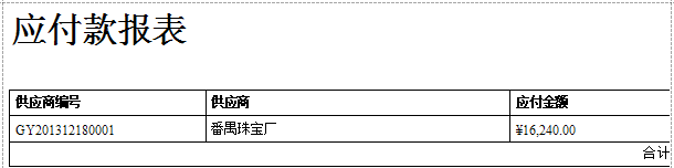 珠寶銷售管理軟件應(yīng)付款報(bào)表，藍(lán)格珠寶銷售管理軟件