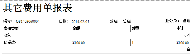 珠寶銷售其他費(fèi)用單報表